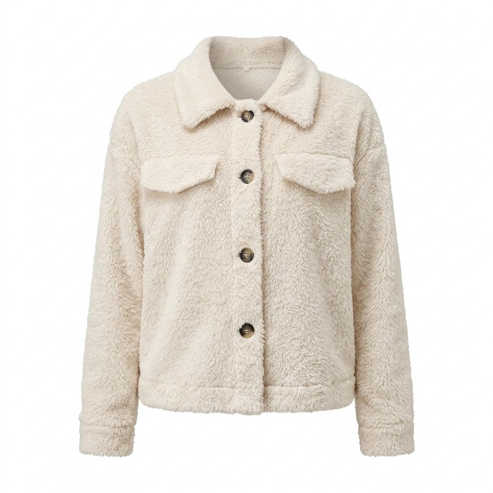 Lederjacken Outlet24 - Eohuv | Flauschige Geknöpfte Jacke Damen