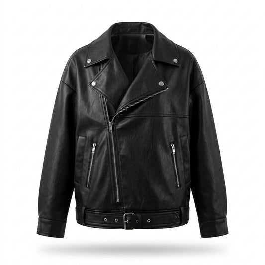Lederjacken Outlet24 - Nomit | Weitgeschnittene Asymmetrische Lederjacke Damen