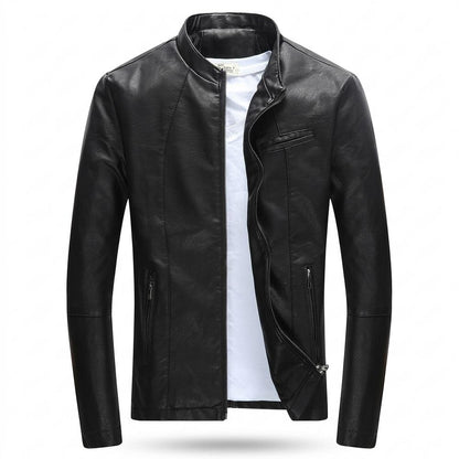 Lederjacken Outlet24 - Aesis | Taillierte Kurzkragige Lederjacke Herren