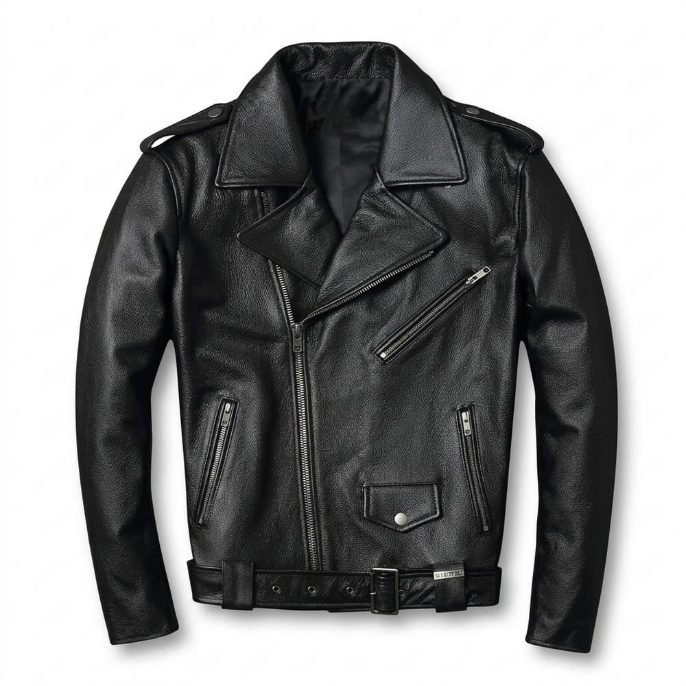 Lederjacken Outlet24 - Kesen | Asymmetrisch Genarbt Lederjacke Unisex