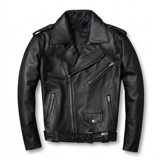 Lederjacken Outlet24 - Kesen | Asymmetrisch Genarbt Lederjacke Unisex