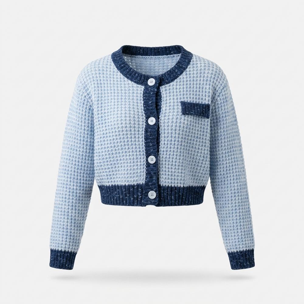 Lederjacken Outlet24 - Kenes | Strukturiert Kurzgeschnitten Cardigan Damen