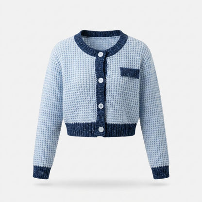 Lederjacken Outlet24 - Kenes | Strukturiert Kurzgeschnitten Cardigan Damen