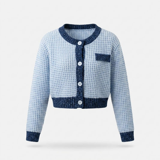 Lederjacken Outlet24 - Kenes | Strukturiert Kurzgeschnitten Cardigan Damen