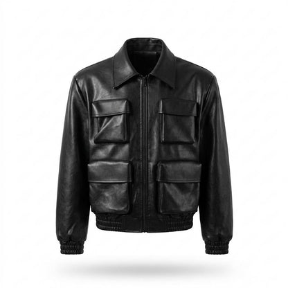 Lederjacken Outlet24 - Nudam | Kurz Geschnitten Strukturiert Lederjacke Unisex