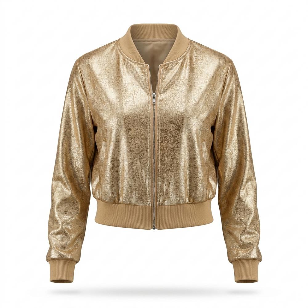 Lederjacken Outlet24 - Munim | Metallische Kurzgeschnittene Jacke Damen