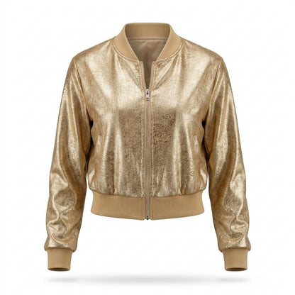 Lederjacken Outlet24 - Munim | Metallische Kurzgeschnittene Jacke Damen