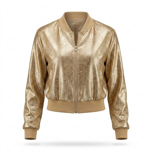 Lederjacken Outlet24 - Munim | Metallische Kurzgeschnittene Jacke Damen