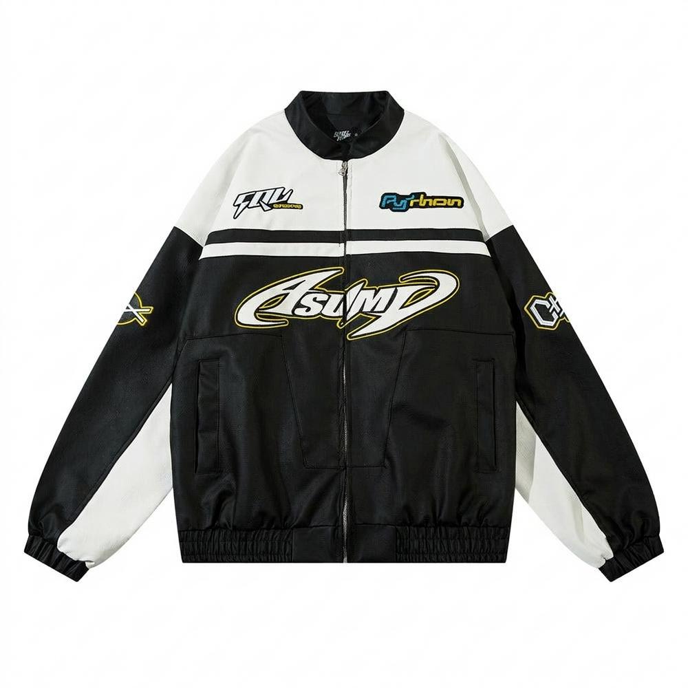 Lederjacken Outlet24 - Dehav | Zweifarbige Bedruckte Lederjacke Unisex