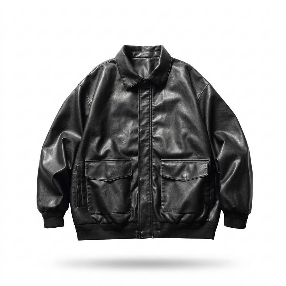 Lederjacken Outlet24 - Lavil | Locker Aufgesetzt Lederjacke Unisex
