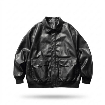 Lederjacken Outlet24 - Lavil | Locker Aufgesetzt Lederjacke Unisex