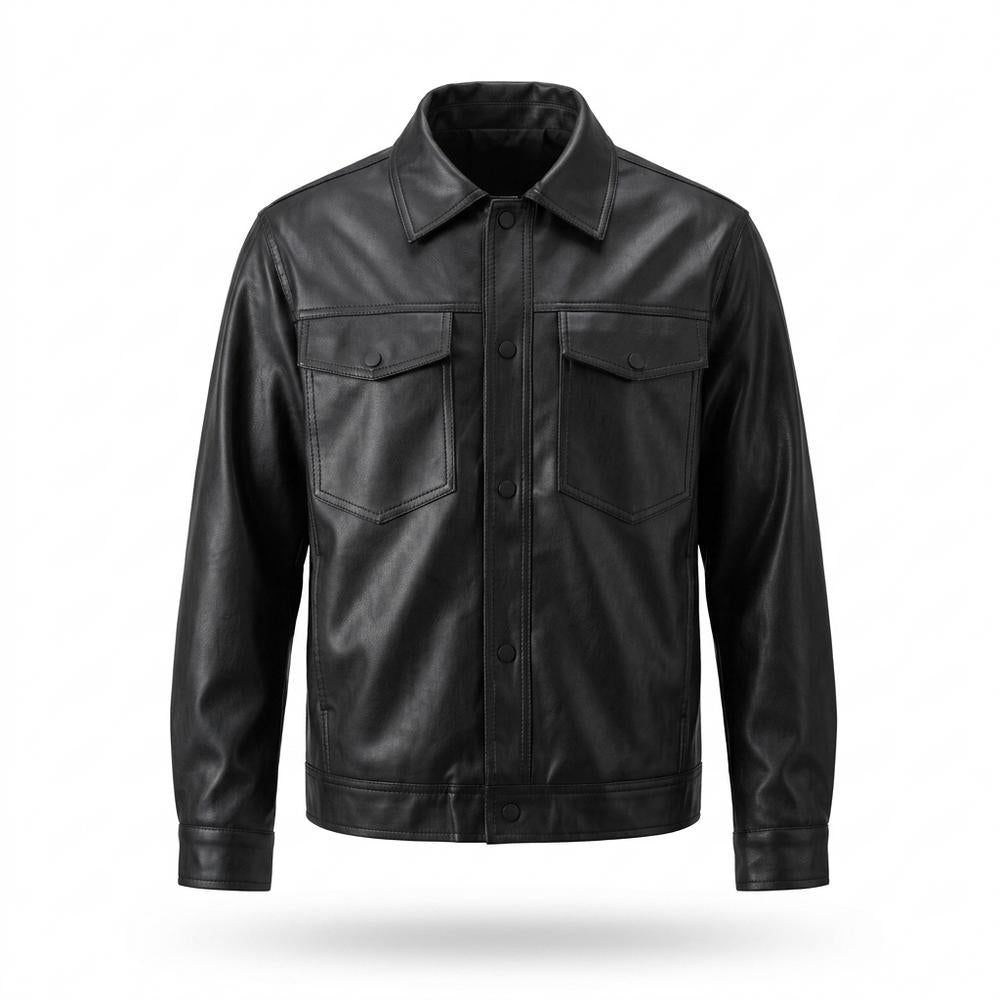 Lederjacken Outlet24 - Eizus | Geknöpft Glatt Lederjacke Herren