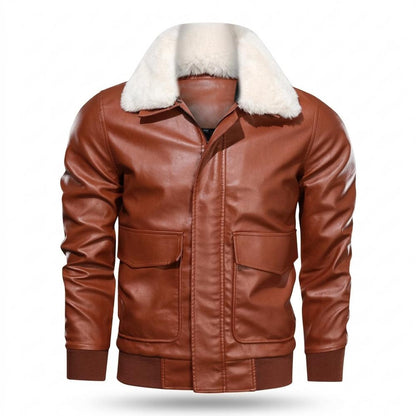 Lederjacken Outlet24 - Nivat | Gefütterte Fellbesetzte Lederjacke Herren
