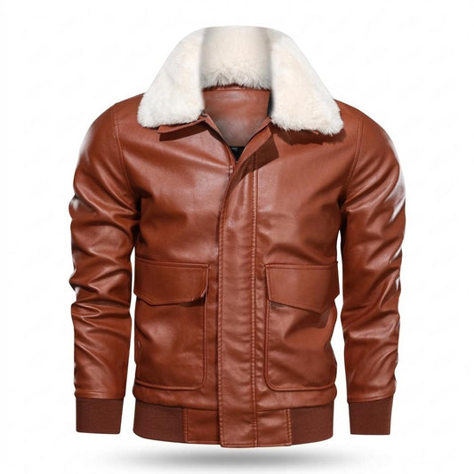 Lederjacken Outlet24 - Nivat | Gefütterte Fellbesetzte Lederjacke Herren
