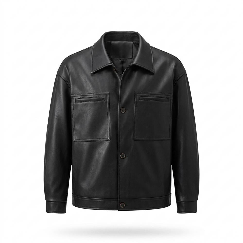 Lederjacken Outlet24 - Talev | Geknöpfte Aufgesetzte Lederjacke Herren