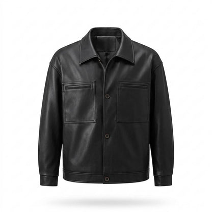 Lederjacken Outlet24 - Talev | Geknöpfte Aufgesetzte Lederjacke Herren