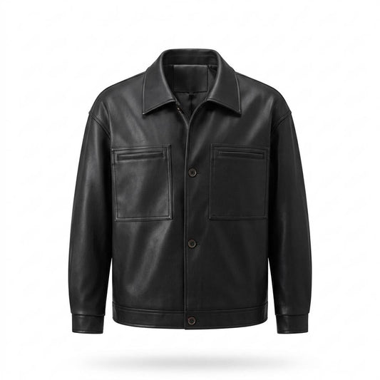 Lederjacken Outlet24 - Talev | Geknöpfte Aufgesetzte Lederjacke Herren