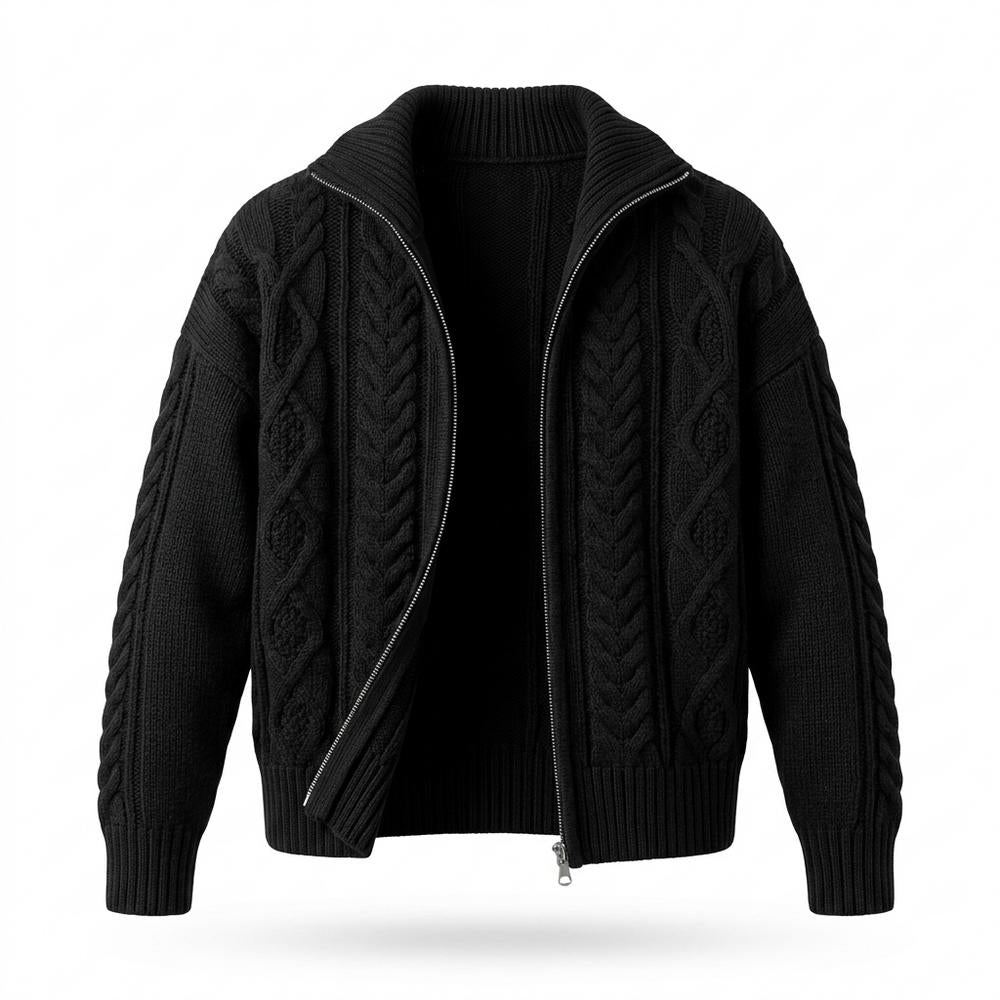Lederjacken Outlet24 - Lunot | Hochgeschlossene Strukturierte Strickjacke Damen