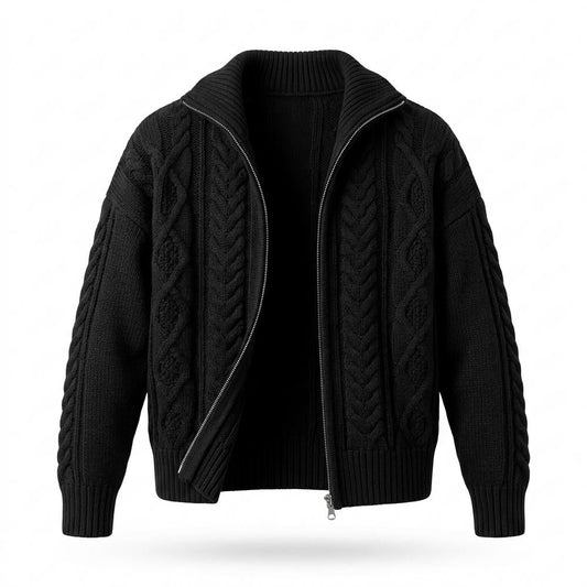 Lederjacken Outlet24 - Lunot | Hochgeschlossene Strukturierte Strickjacke Damen