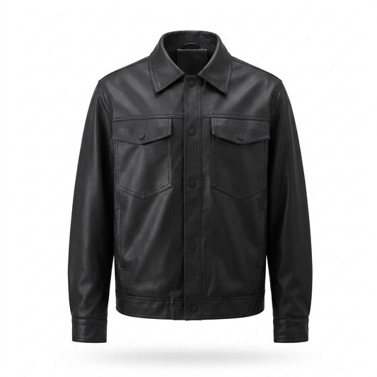 Lederjacken Outlet24 - Sipon | Druckgeknöpft Glatt Lederjacke Herren