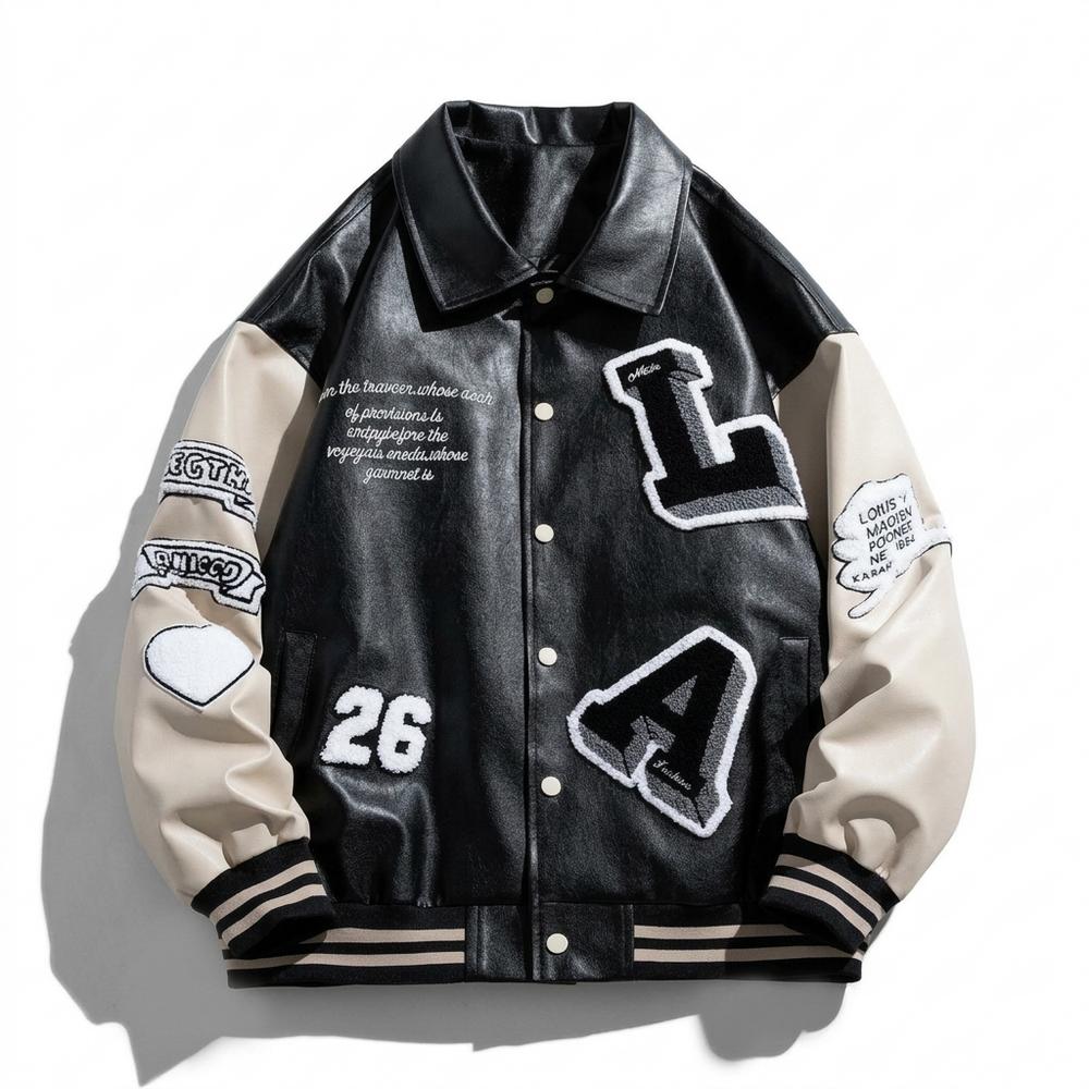 Lederjacken Outlet24 - Lemev | Applizierte Bestickte Lederjacke Unisex