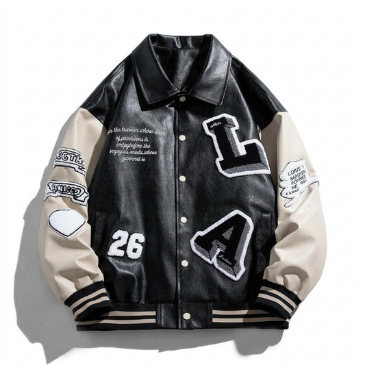 Lederjacken Outlet24 - Lemev | Applizierte Bestickte Lederjacke Unisex