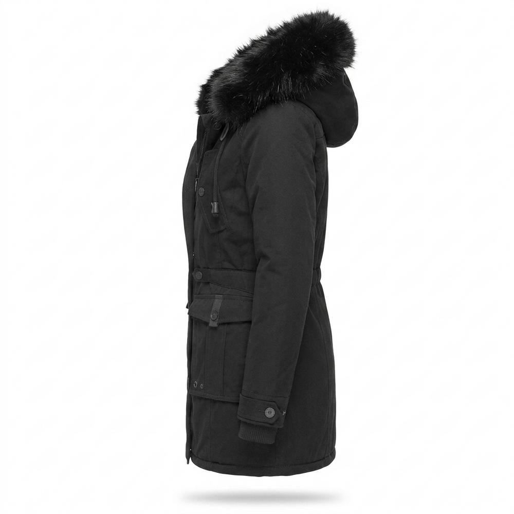 Lederjacken Outlet24 - Manus | Gefütterter Fellbesetzter Mantel Damen
