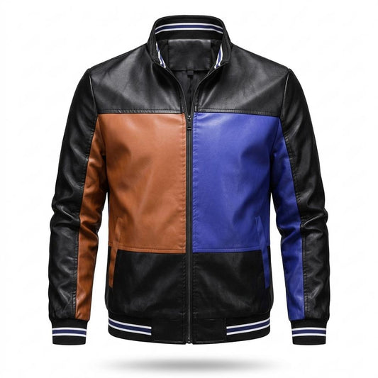 Lederjacken Outlet24 - Mafuk | Mehrfarbige Kurzgeschnittene Lederjacke Herren
