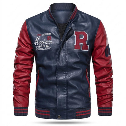 Lederjacken Outlet24 - Sufar | Zweifarbige Bestickte Lederjacke Herren
