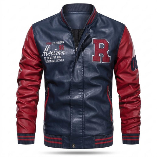 Lederjacken Outlet24 - Sufar | Zweifarbige Bestickte Lederjacke Herren