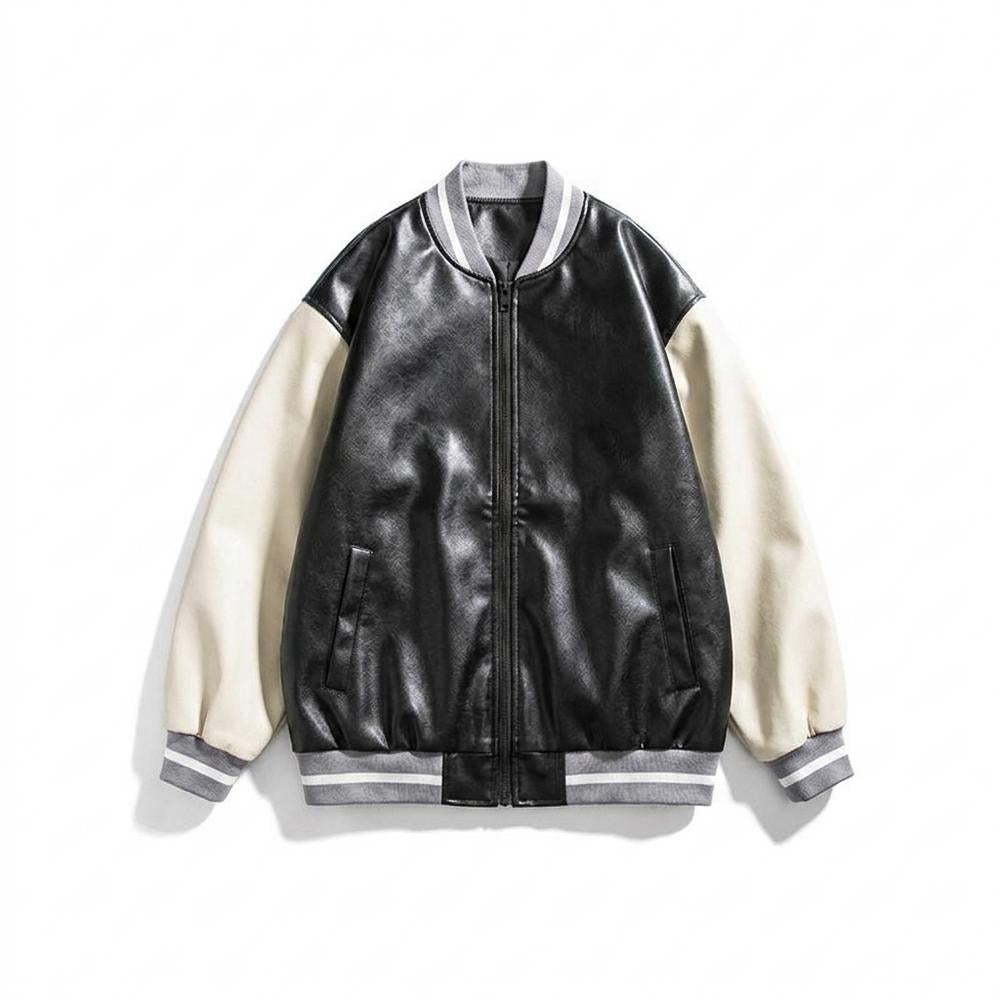 Lederjacken Outlet24 - Nusuk | Bestickte Zweifarbige Lederjacke Unisex