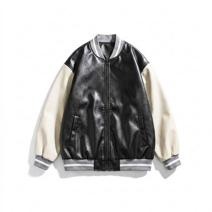Lederjacken Outlet24 - Nusuk | Bestickte Zweifarbige Lederjacke Unisex