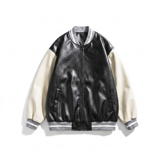 Lederjacken Outlet24 - Nusuk | Bestickte Zweifarbige Lederjacke Unisex