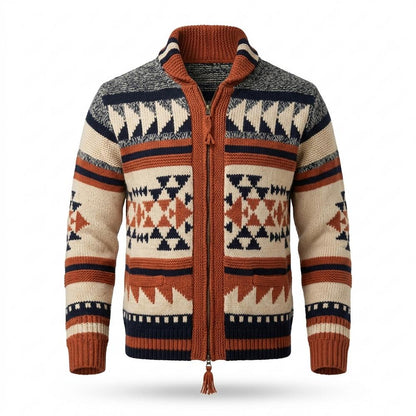 Lederjacken Outlet24 - Yuhik | Gemusterte Grobstrick Strickjacke Herren
