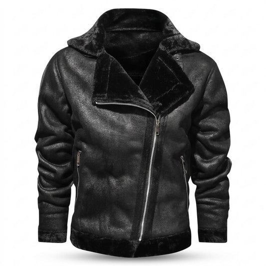 Lederjacken Outlet24 - Serat | Gefüttert Asymmetrisch Jacke Herren