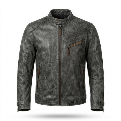 Lederjacken Outlet24 - Taril | Strukturiert Stehkragen Lederjacke Herren