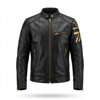 Lederjacken Outlet24 - Neron | Körperbetonte Verzierte Lederjacke Herren