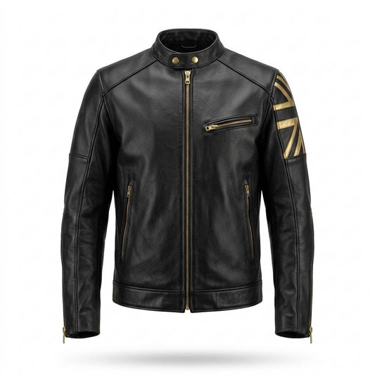 Lederjacken Outlet24 - Neron | Körperbetonte Verzierte Lederjacke Herren