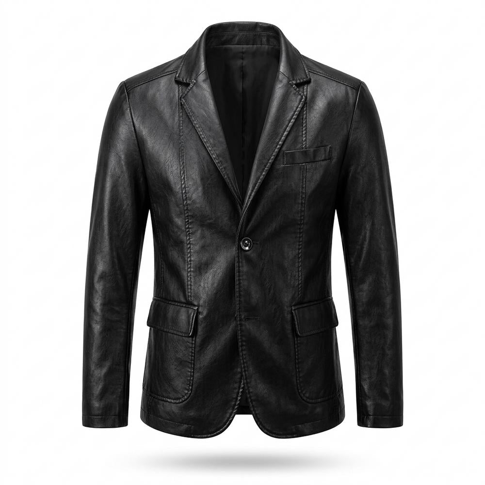 Lederjacken Outlet24 - Cobid | Einreihige Taillierte Lederjacke Herren