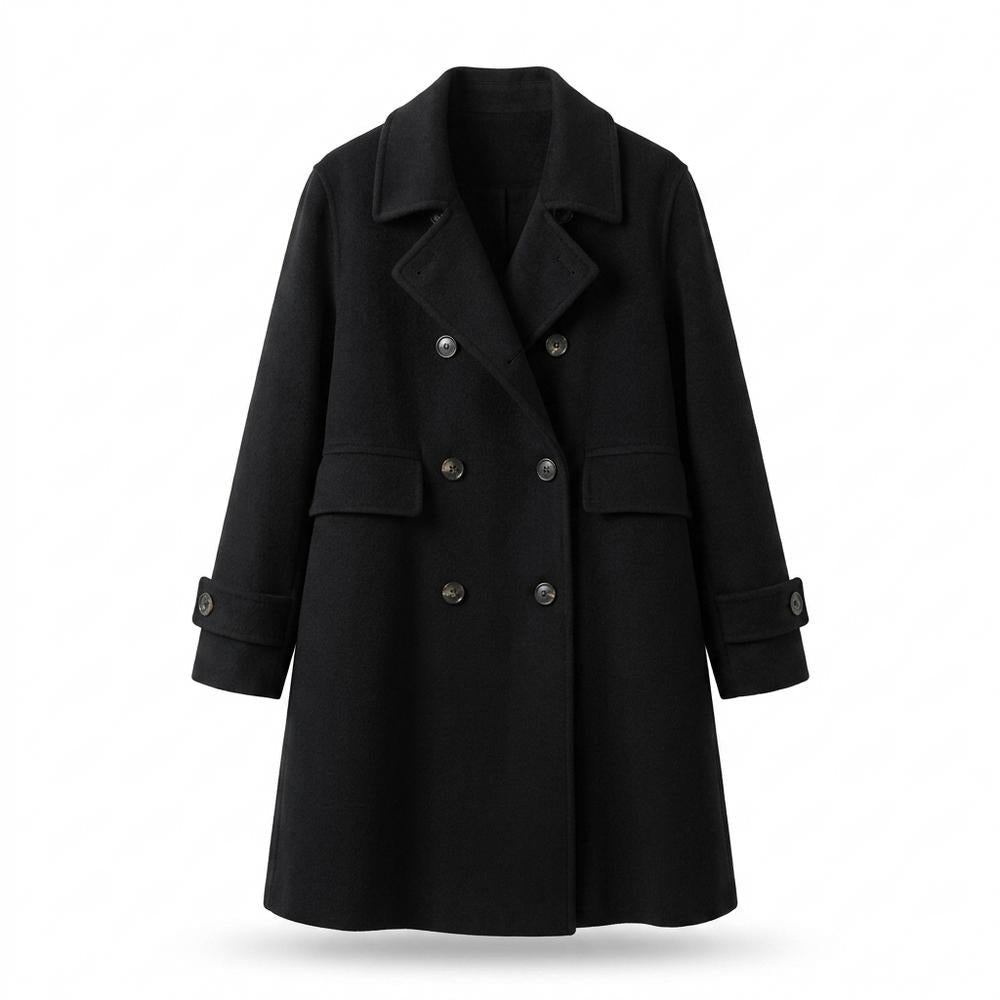 Lederjacken Outlet24 - Sefot | Zweireihiger Wollartiger Mantel Damen
