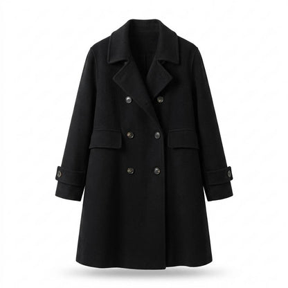 Lederjacken Outlet24 - Sefot | Zweireihiger Wollartiger Mantel Damen