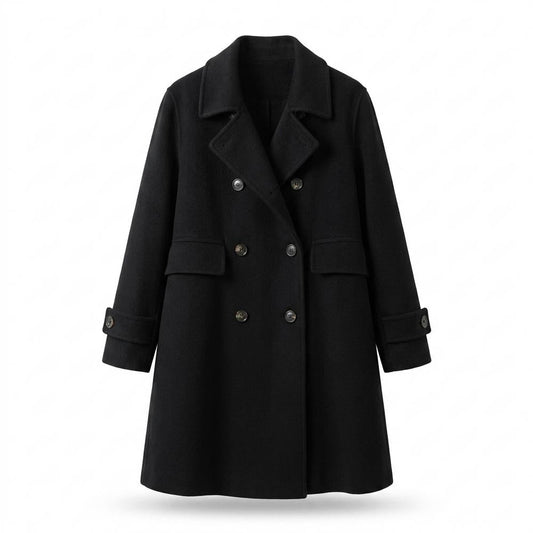 Lederjacken Outlet24 - Sefot | Zweireihiger Wollartiger Mantel Damen
