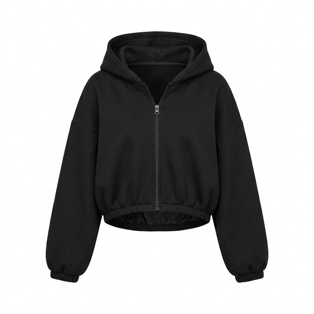 Lederjacken Outlet24 - Yohak | Kurzgeschnitten Weitärmlig Hoodie Damen