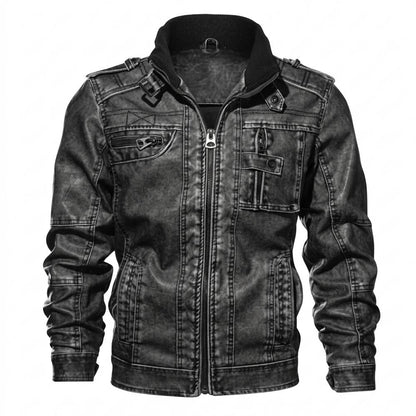 Lederjacken Outlet24 - Zaful | Gewaschen Gefüttert Lederjacke Herren