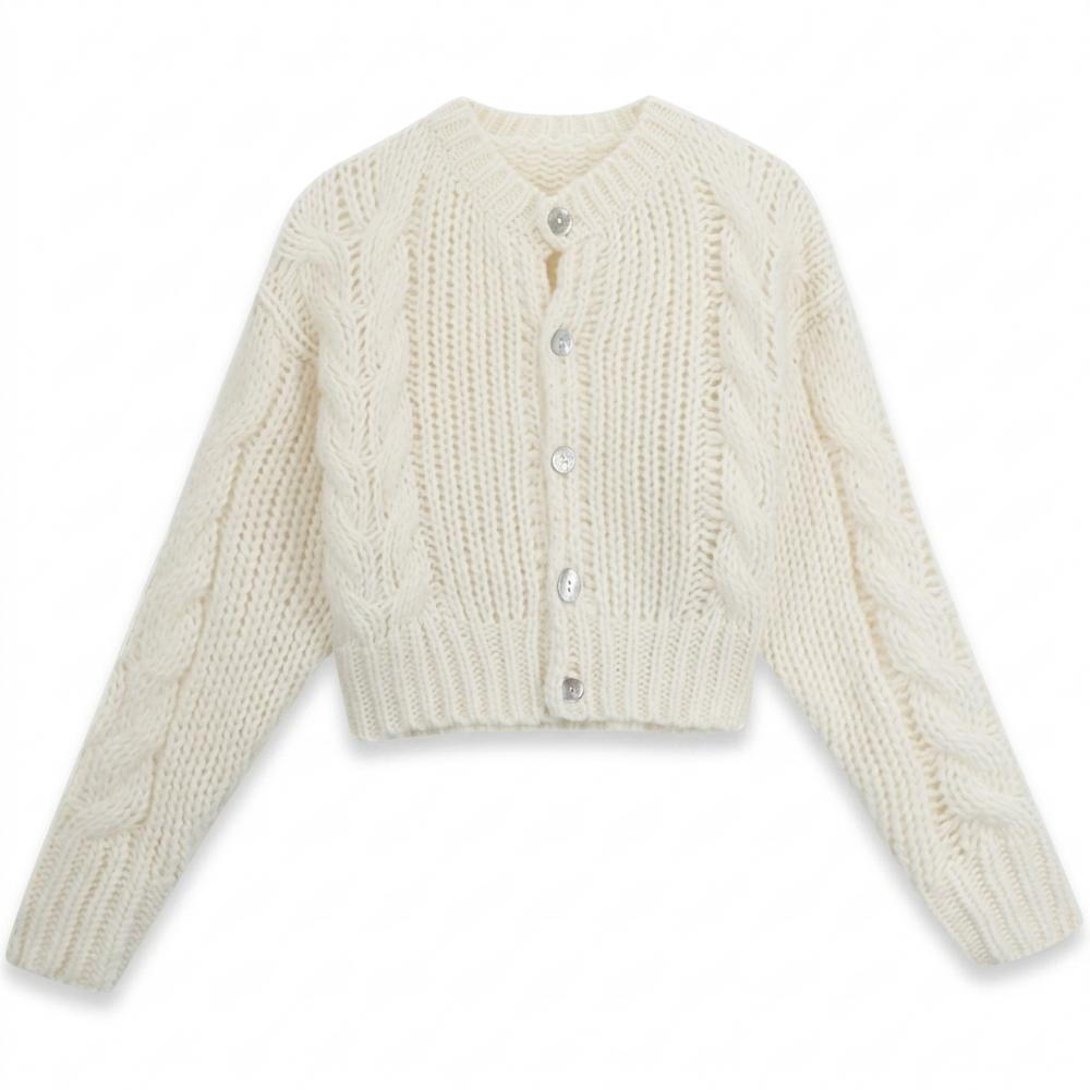 Lederjacken Outlet24 - Mirot | Grobgestrickt Kurzgeschnitten Cardigan Damen