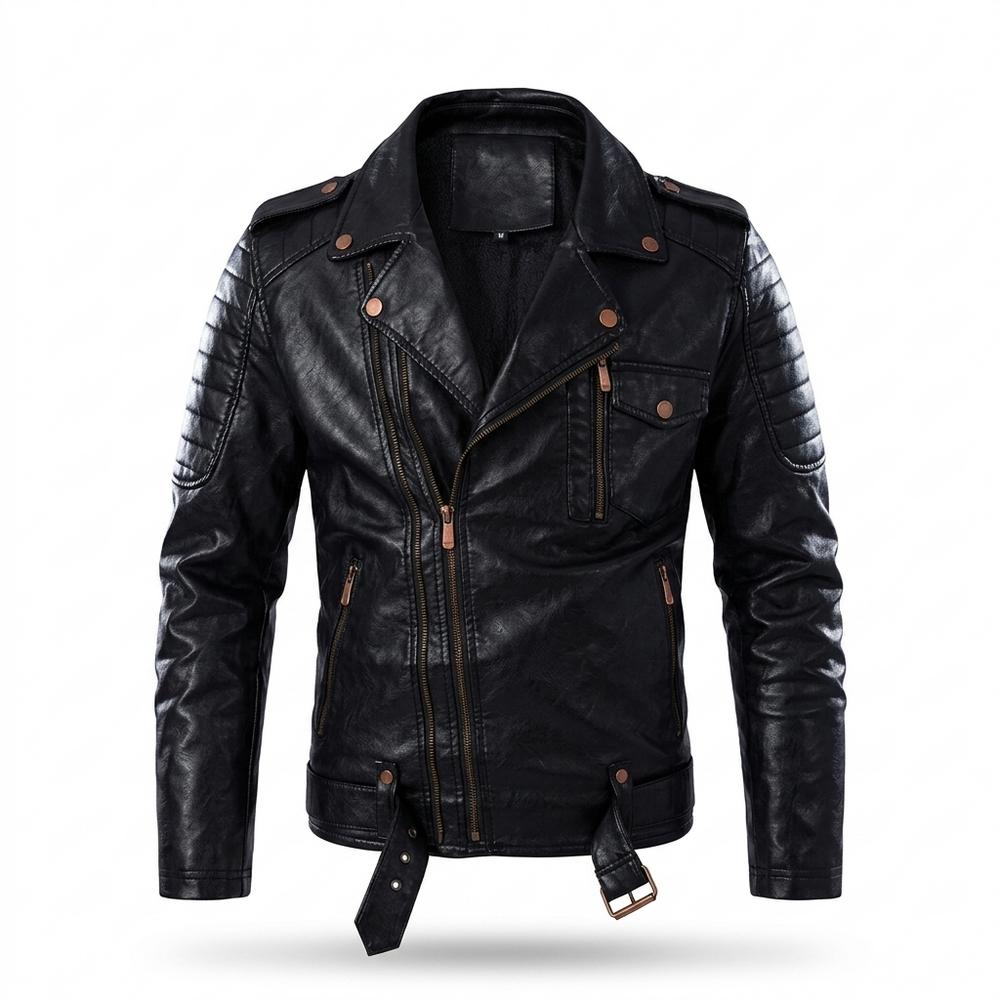 Lederjacken Outlet24 - Mewev | Asymmetrisch Gesteppt Lederjacke Herren