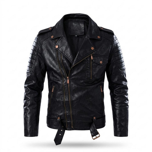 Lederjacken Outlet24 - Mewev | Asymmetrisch Gesteppt Lederjacke Herren