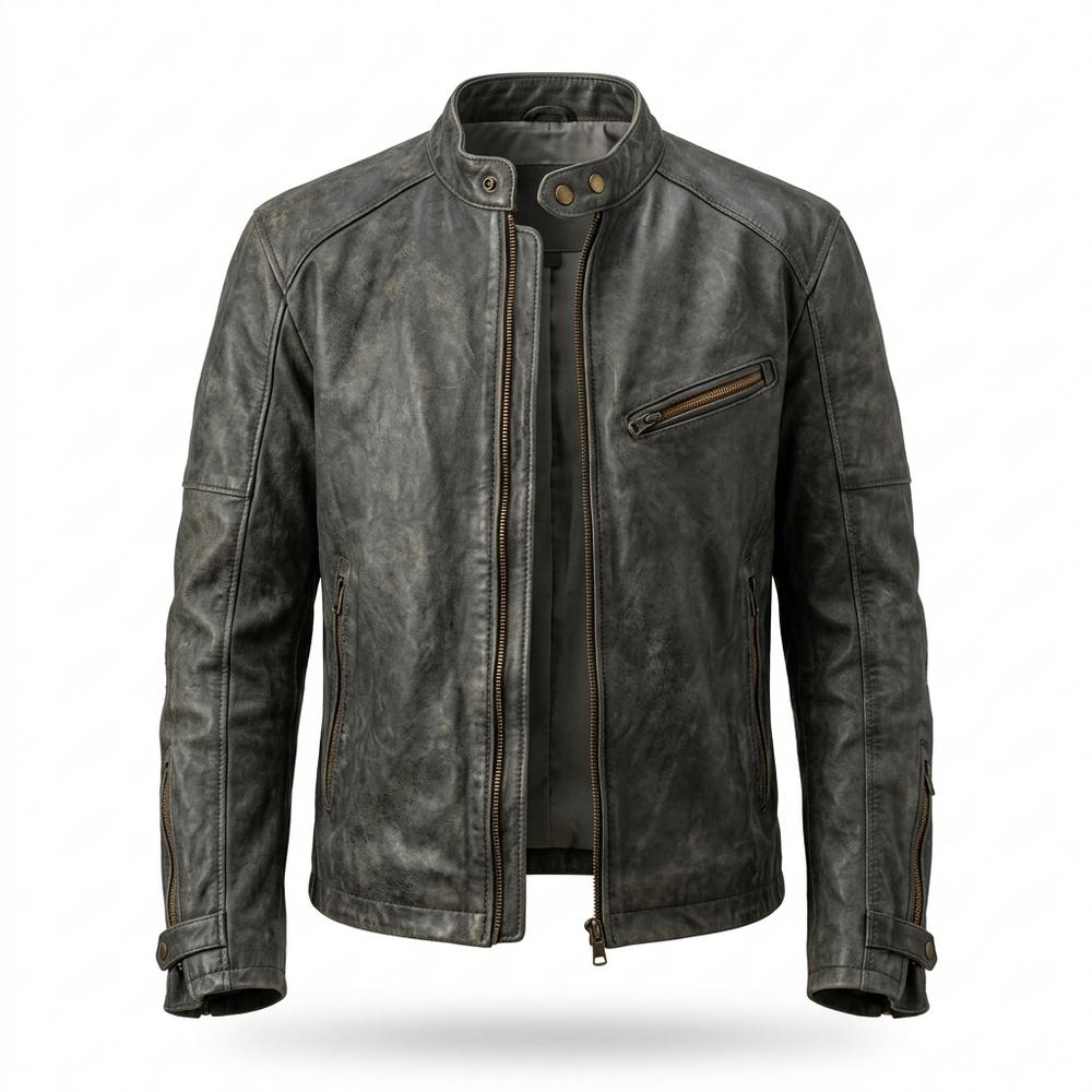 Lederjacken Outlet24 - Lebav | Patiniert Tailliert Lederjacke Herren