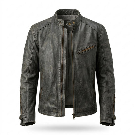 Lederjacken Outlet24 - Lebav | Patiniert Tailliert Lederjacke Herren