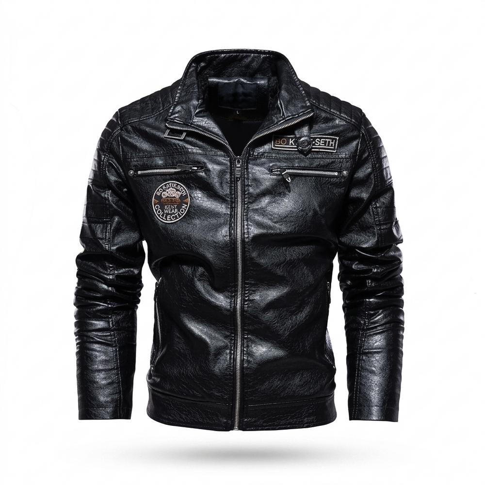 Lederjacken Outlet24 - Zemen | Gesteppt Reißverschluss Lederjacke Herren